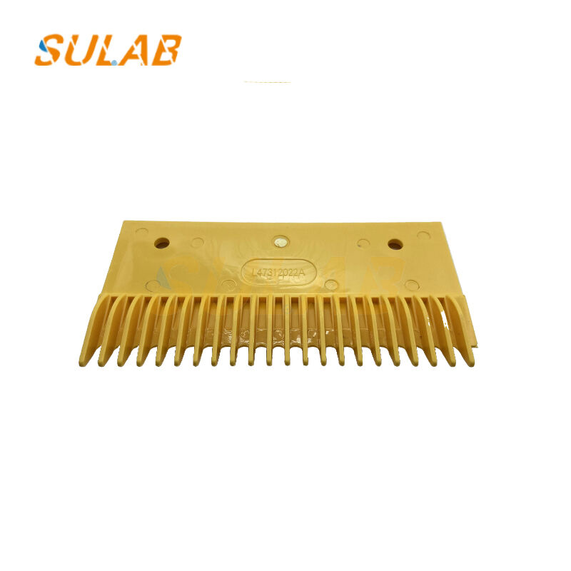 Yellow Plastic Escalator Comb Plate with 22 Teeth and Safety Trigger for Moving Walkway Spare Parts